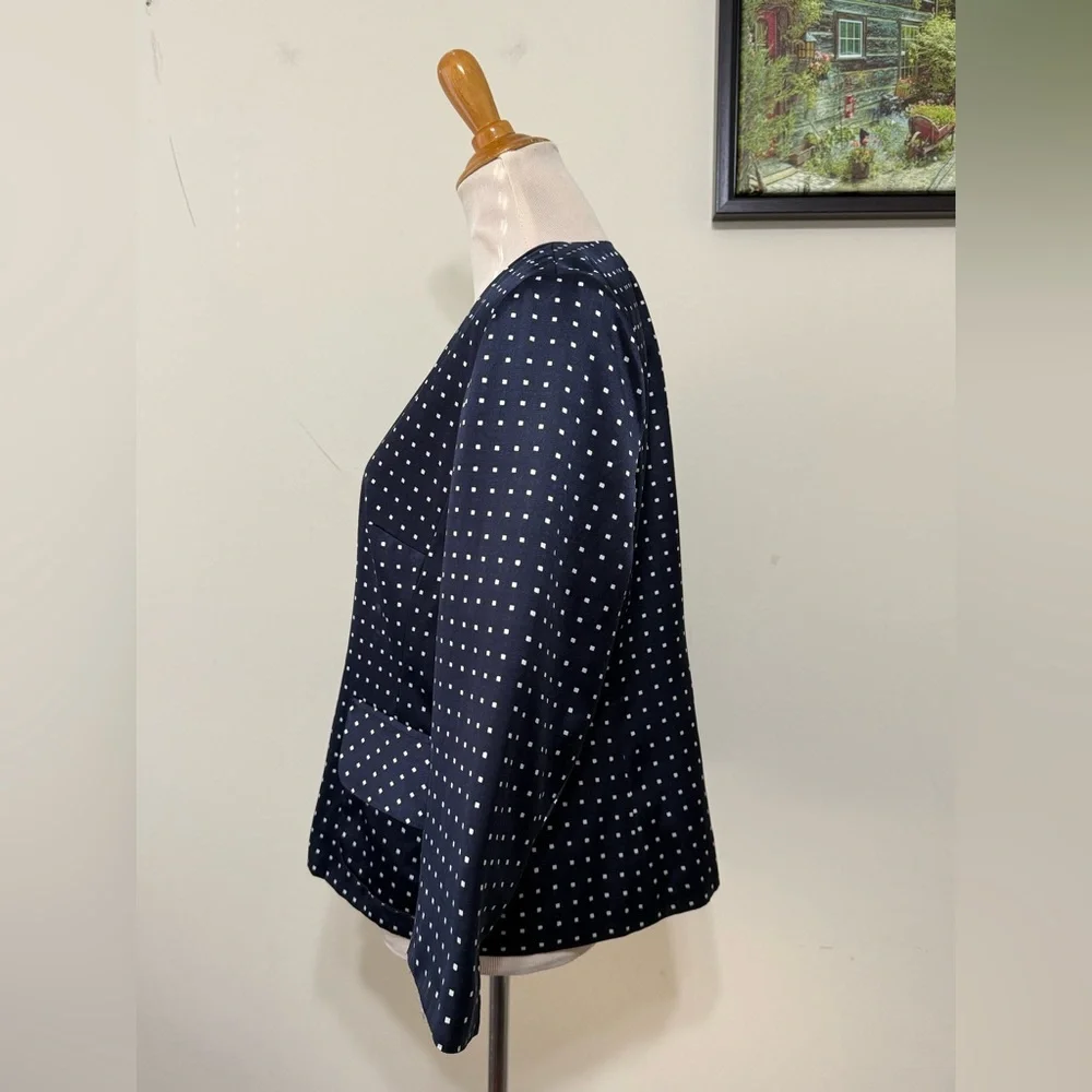 Pendleton Silk Blend Jacket Go Graphic Blazer Lightweight Pocket Navy Size 12